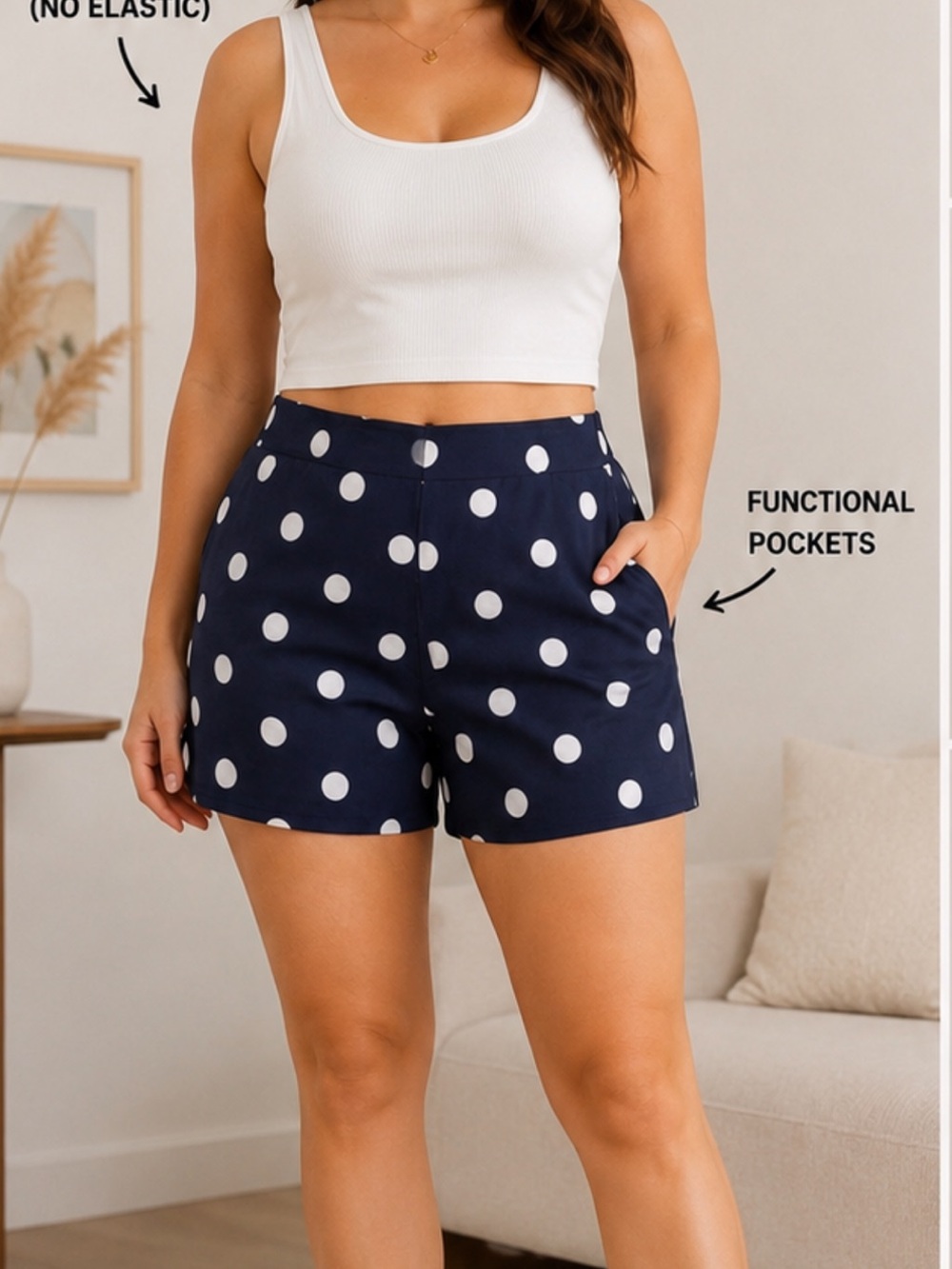 Forever 21 Plus Size XL Navy White Polka Dot Shorts NWT